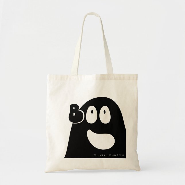 Bolsa Tote Tema de Halloween do Fantasma Fantasma Bonito Pret (Frente)