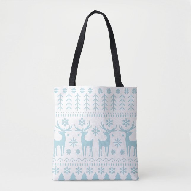 Bolsa Tote Tema de inverno da Arte Popular do Ártico (Frente)