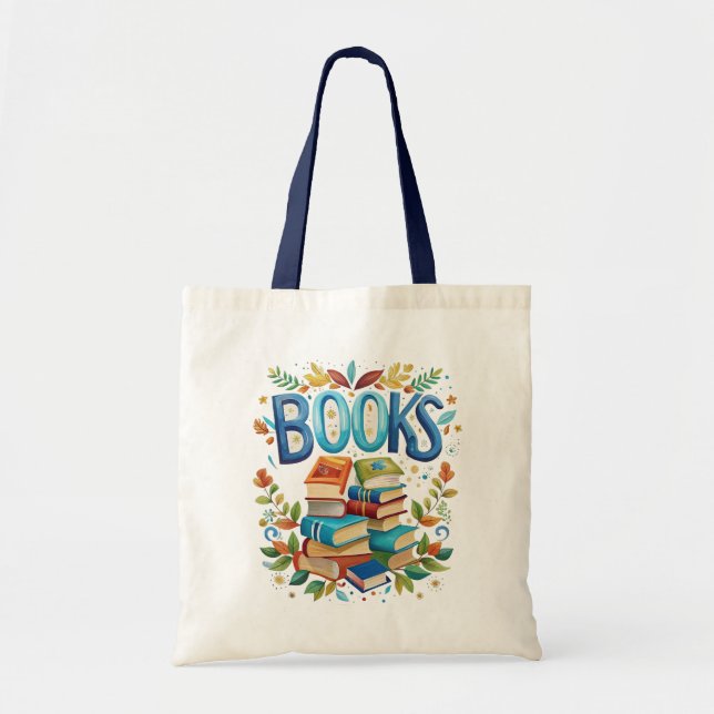 Bolsa Tote Tema de leitura da biblioteca de livros (Frente)