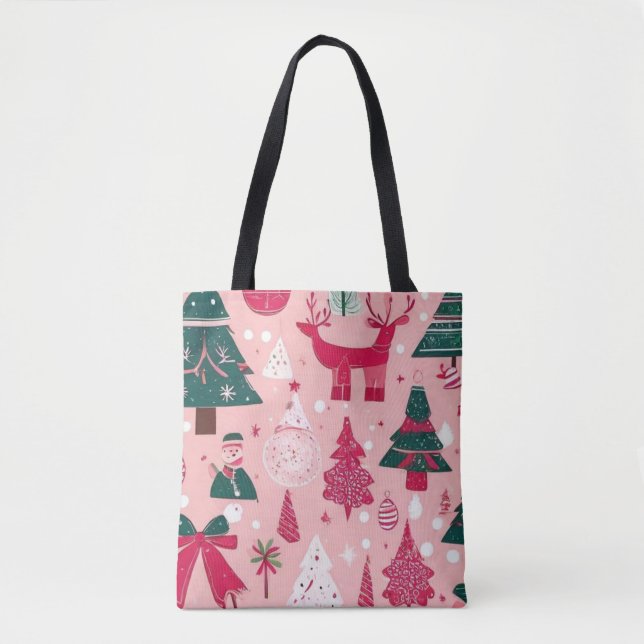 Bolsa Tote Tema de Natal Floco de neve (Frente)