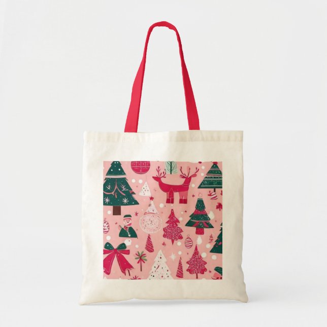 Bolsa Tote Tema de Natal Floco de neve (Frente)