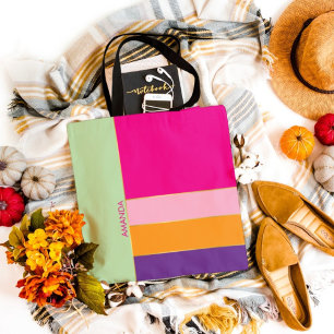 Bolsa Tote Tema de padrão colorido e elegante estilo negrito