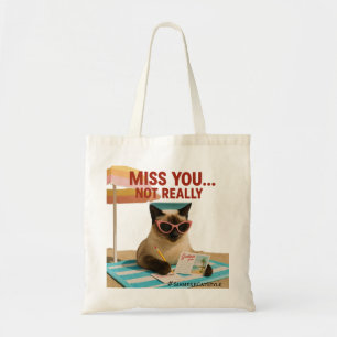 Bolsa Tote Tema de praia para amantes de gatos siameses