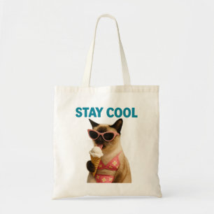 Bolsa Tote Tema de praia para amantes de gatos siameses