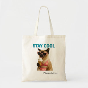 Bolsa Tote Tema de praia para amantes de gatos siameses