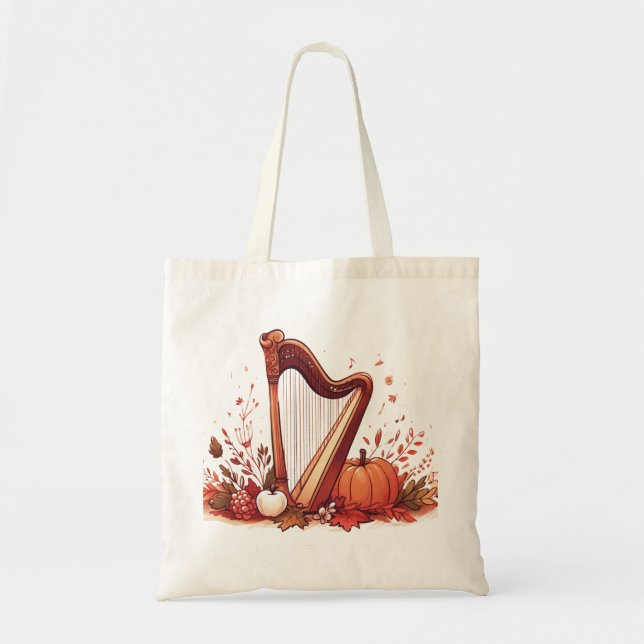 Bolsa Tote Tema de queda - Harp Pumpkin Token Bag (Frente)