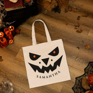 Bolsa Tote Tema Halloween Jack O Lanterna Pumpkin Face