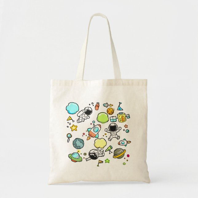 Bolsa Tote Tema legal do Espaço Exterior - Astronautas e Navi (Frente)