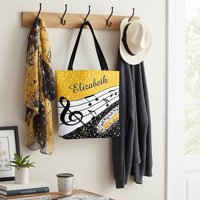 Bolsa Tote Tema musical de ouro personalizado (Criador carregado)