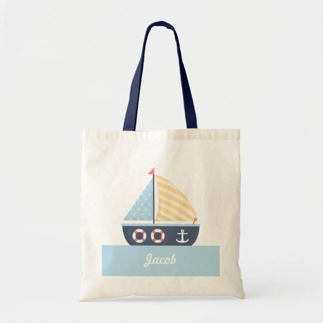 Bolsa Tote Tema náutico elegante do barco de vela para (Frente)