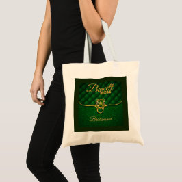 Bolsa Tote Tema Real Verde Escuro e Dourado