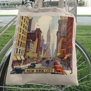 Bolsa Tote Tema Retro de Viagem de Nova York Antiga