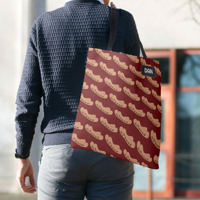 Bolsa Tote Tema Salsichas - Dois Bangers e nome ou iniciais (Criador carregado)