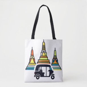 Bolsa Tote Templos Tailandeses E Tuk Tuks