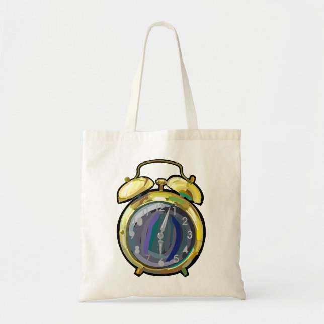 Bolsa Tote Tempo de retrocesso do relógio de alarme Dourado V (Frente)