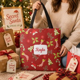 Bolsa Tote Tempo do Natal vermelho e verde