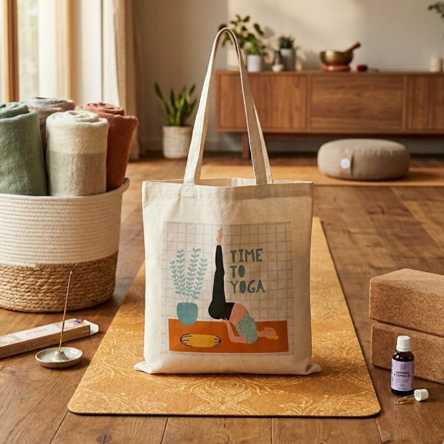 Bolsa Tote Tempo para yoga doce, ilustrado, saco (Criador carregado)