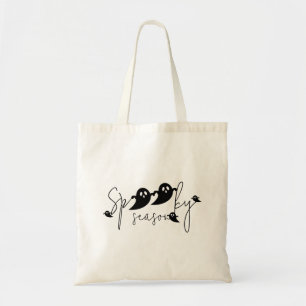Bolsa Tote Temporada Assustadora Preto Fantasmas Voadores Hal