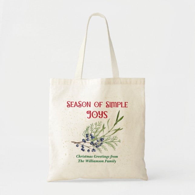 Bolsa Tote Temporada de Alegrias Simples Blue Juniper Natal (Frente)