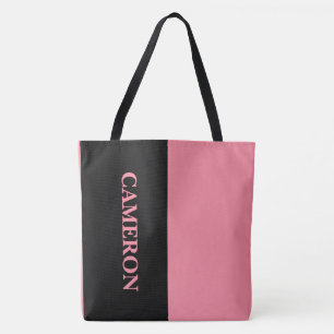 Bolsa Tote Tendência 2 cores Nome Rosa Preto e Salmão