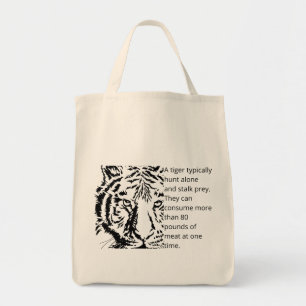Bolsa Tote Tendência de texto do tigre preto Moderno e Person