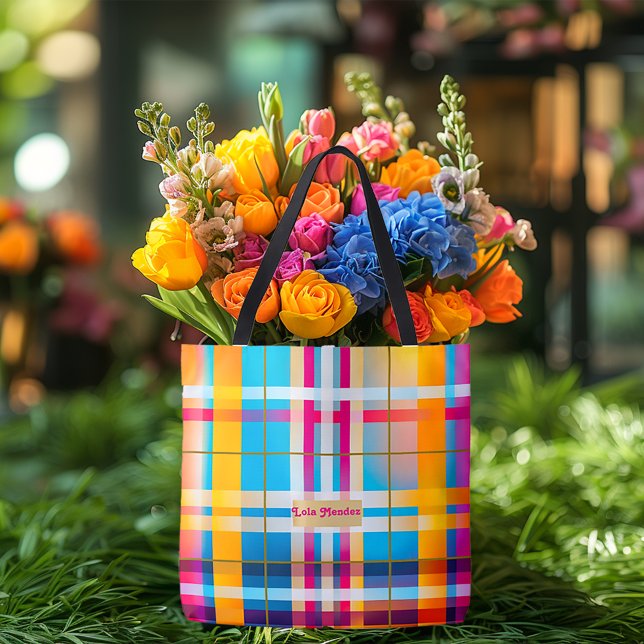 Bolsa Tote Tendência Deslumbrante Xadrez Multicolorido Verão  (Beautiful Summer/Spring Wexford Tote Bag)