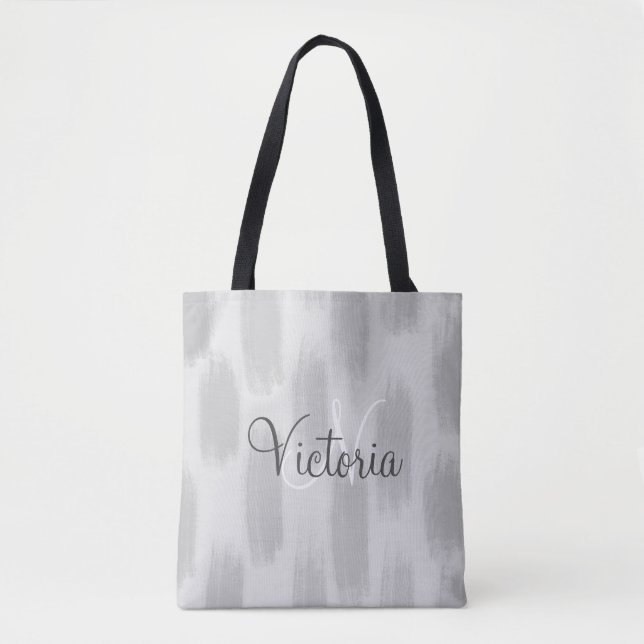 Bolsa Tote Tendência Moderna de Abstrato de Aquarela de Cinza (Frente)