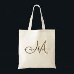 Bolsa Tote Tendência Moderna do Nome Monograma do Script Eleg<br><div class="desc">Este saco de tote monograma apresenta um monograma com letra moderna de script. Personalize com seu nome e monograma.</div>
