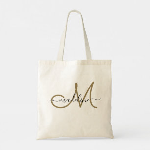 Bolsa Tote Tendência Moderna do Nome Monograma do Script Eleg