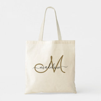 Bolsa Tote Tendência Moderna do Nome Monograma do Script Eleg
