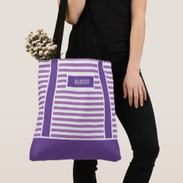 Bolsa Tote Tendência Personalizada, Roxos Púrpuros E Brancos