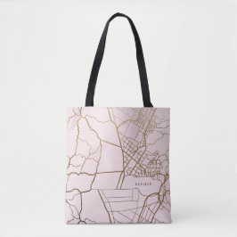Bolsa Tote Tendência - Rosa Esbranquiçada com Mapa e Nome Dou