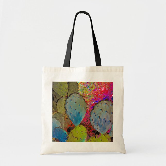 Bolsa Tote Tendy Desert Prickly Pear Cactus Abstrato (Frente)