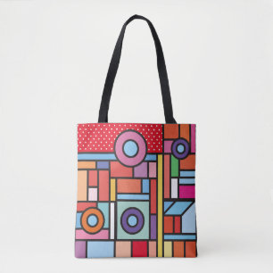 Bolsa Tote Tendy geométrico memphis design. Ruas retrorreflec
