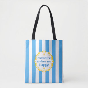 Bolsa Tote Tendy Sunshine Blue & White Wide Stripe