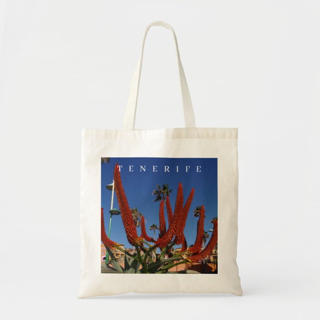 Bolsa Tote Tenerife Aloe Vera flores para o saco (Frente)