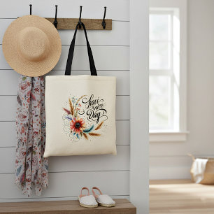 Bolsa Tote Tenha um bom dia floral