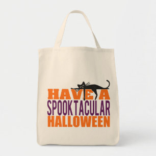 Bolsa Tote Tenha um Dia das Bruxas Spooktacular com Gato Negr