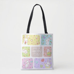 Bolsa Tote Tenha Um Feliz Dia: Óptica Ilustração De Coelhinho