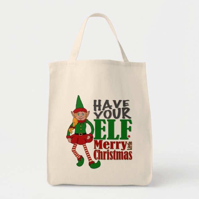 Bolsa Tote Tenha um Natal feliz para o seu elfo (Frente)