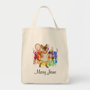 Bolsa Tote Tenis com tema de Natal para jogador que ama gato