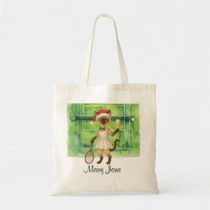 Bolsa Tote Tenis com tema de Natal para jogador que ama gato