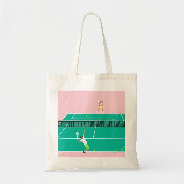 Bolsa Tote Tênis de Arte Moderna - Jogador Rosa Verde (Frente)