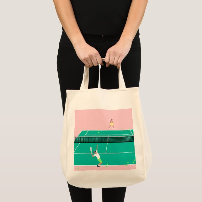 Bolsa Tote Tênis de Arte Moderna - Jogador Rosa Verde (Frente (produto))