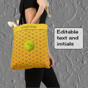 Bolsa Tote Tênis de texto personalizado com padrão laranja