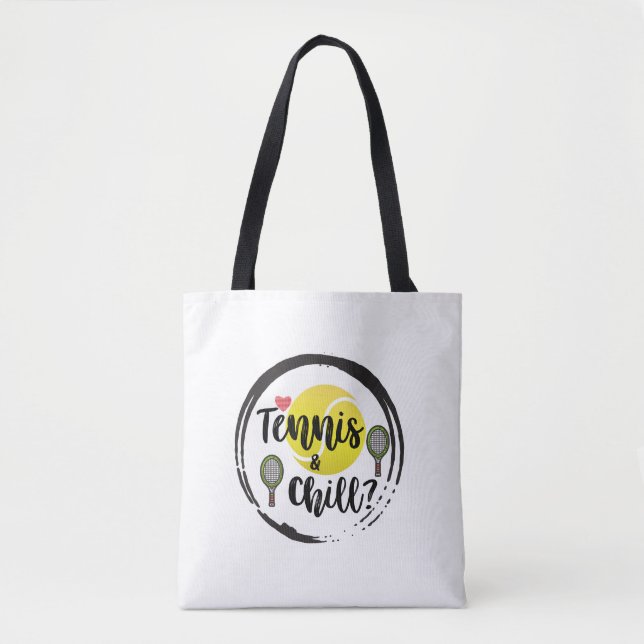 Bolsa Tote Tênis e Bolas e Rackets Brancos (Frente)