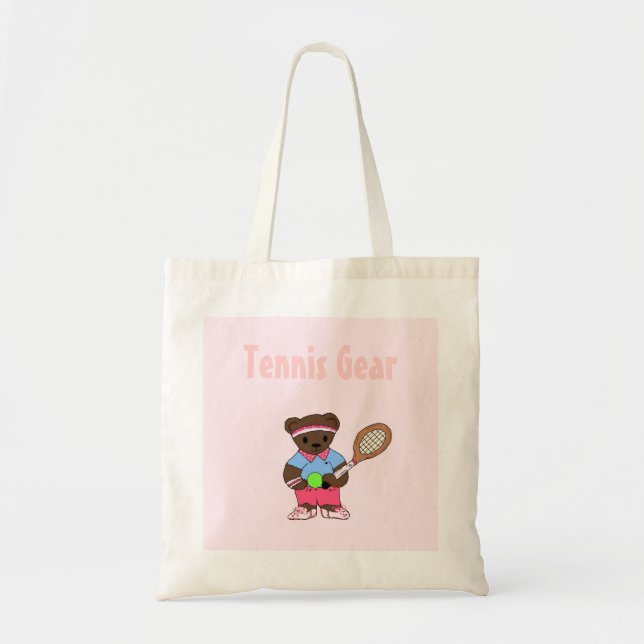 Bolsa Tote Tênis Player - Urso Rosa (Frente)