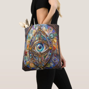 Bolsa Tote Terceiro Olho em Vidro Colorido e Bronze