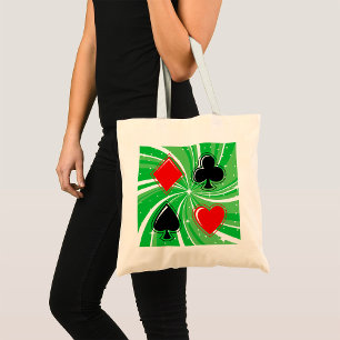 Bolsa Tote Ternos de Cartas Retro Vibrantes Vermelho e Preto