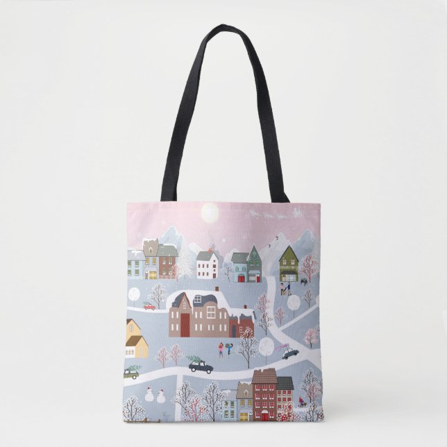 Bolsa Tote Terra da Maravilha Festiva de inverno: paisagem di (Frente)